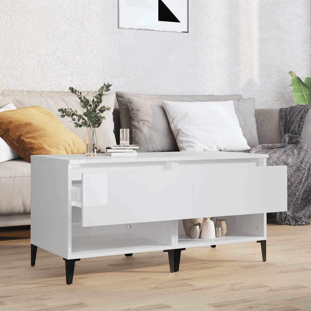 vidaXL Side Tables 2 pcs High Gloss White 50x46x50 cm Engineered Wood