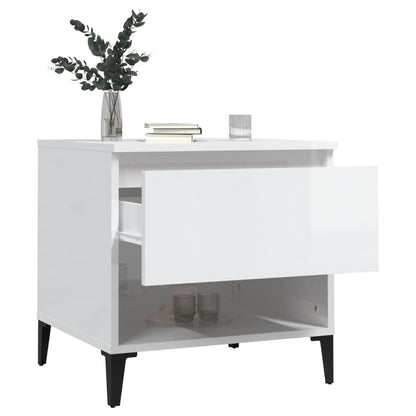 vidaXL Side Tables 2 pcs High Gloss White 50x46x50 cm Engineered Wood