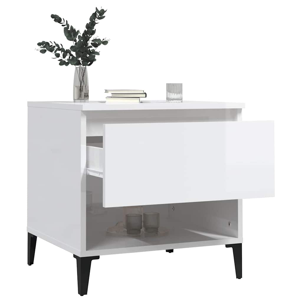 vidaXL Side Tables 2 pcs High Gloss White 50x46x50 cm Engineered Wood