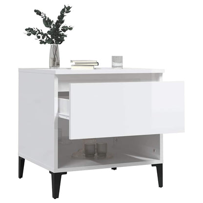 vidaXL Side Tables 2 pcs High Gloss White 50x46x50 cm Engineered Wood