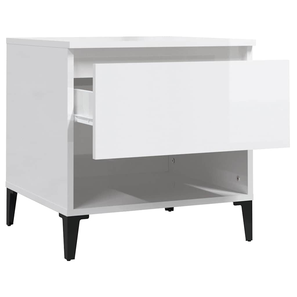 vidaXL Side Tables 2 pcs High Gloss White 50x46x50 cm Engineered Wood