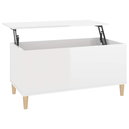 vidaXL Coffee Table High Gloss White 90x44,5x45 cm Engineered Wood