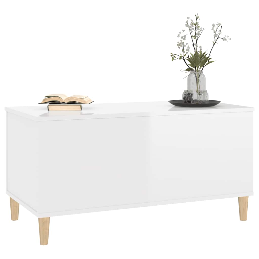 vidaXL Coffee Table High Gloss White 90x44,5x45 cm Engineered Wood
