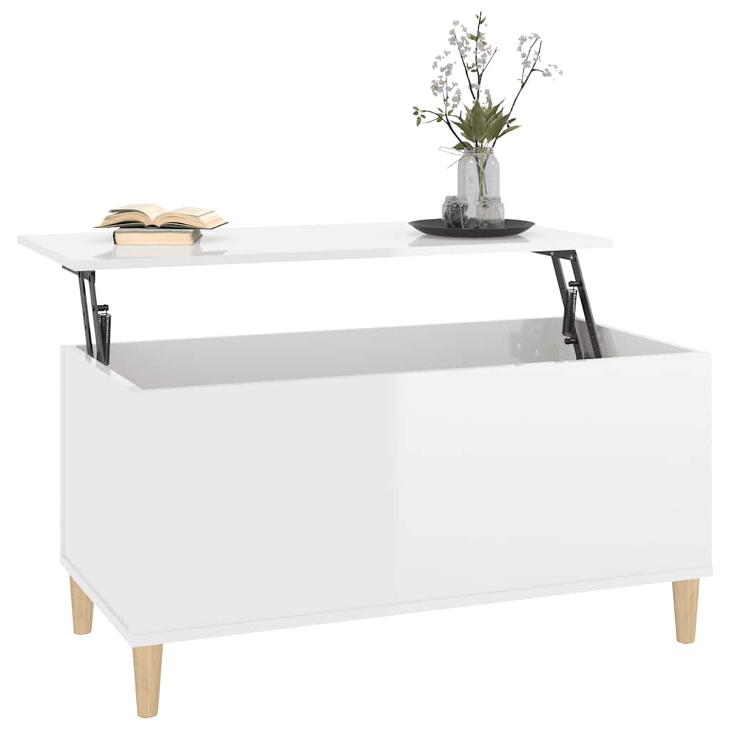 vidaXL Coffee Table High Gloss White 90x44,5x45 cm Engineered Wood
