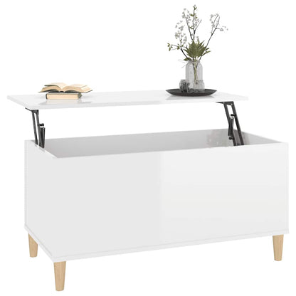 vidaXL Coffee Table High Gloss White 90x44,5x45 cm Engineered Wood