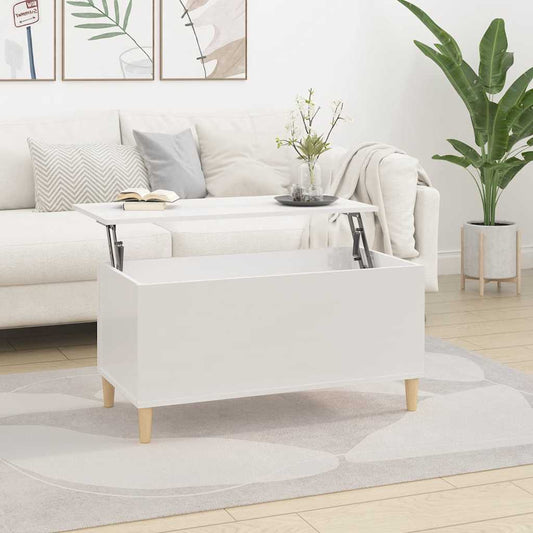 vidaXL Coffee Table High Gloss White 90x44,5x45 cm Engineered Wood