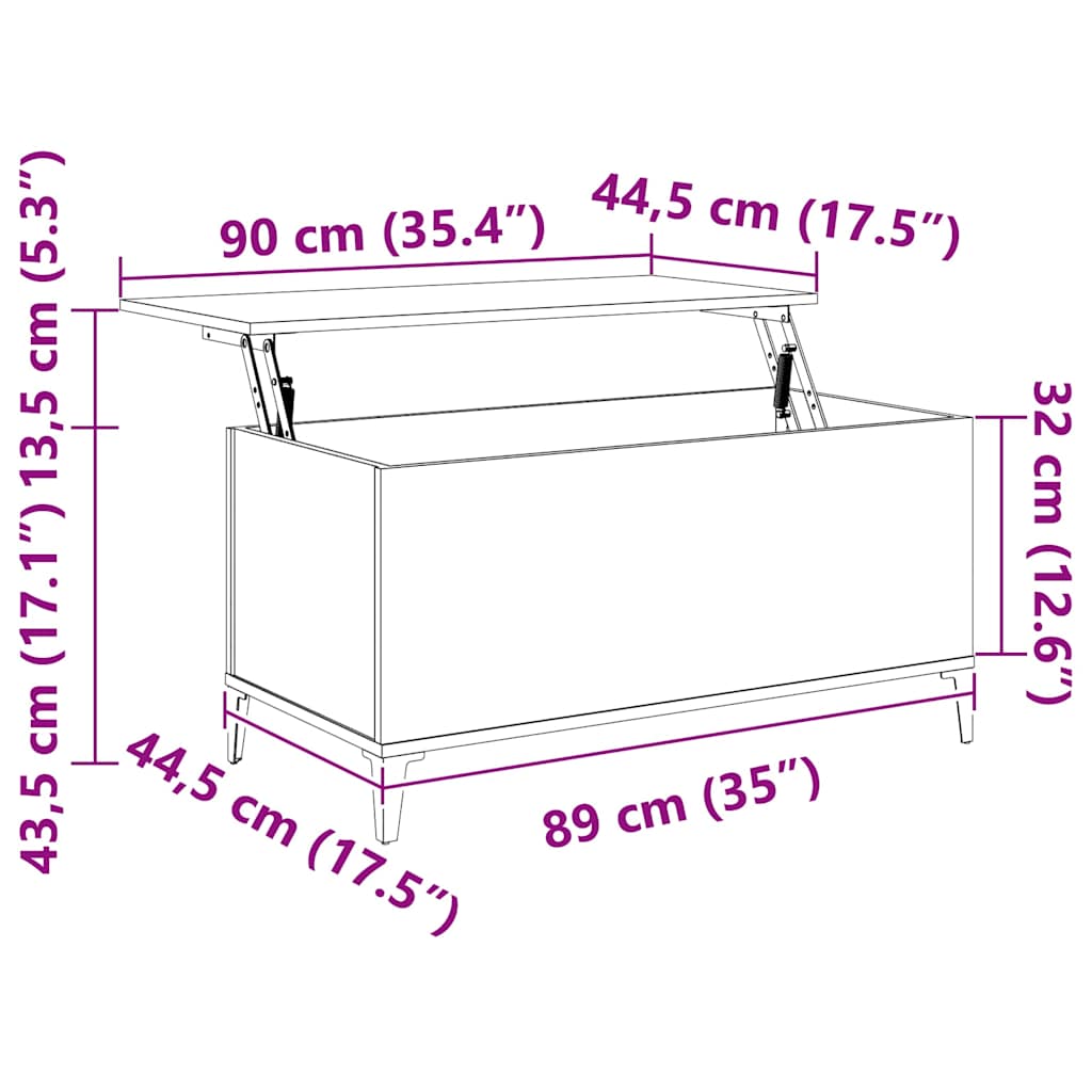 vidaXL Coffee Table Grey Sonoma 90x44.5x45 cm Engineered Wood