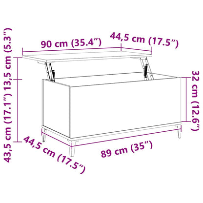 vidaXL Coffee Table Grey Sonoma 90x44.5x45 cm Engineered Wood