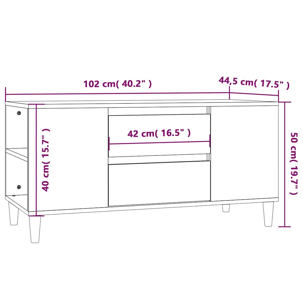 vidaXL TV Cabinet Black 102x44,5x50 cm Engineered Wood
