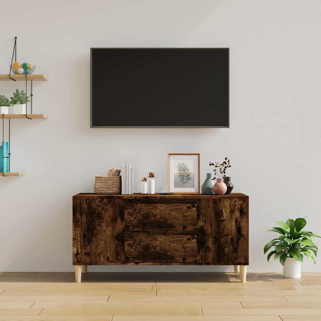 vidaXL TV Cabinet Smoked Oak 102x44,5x50 cm Engineered Wood