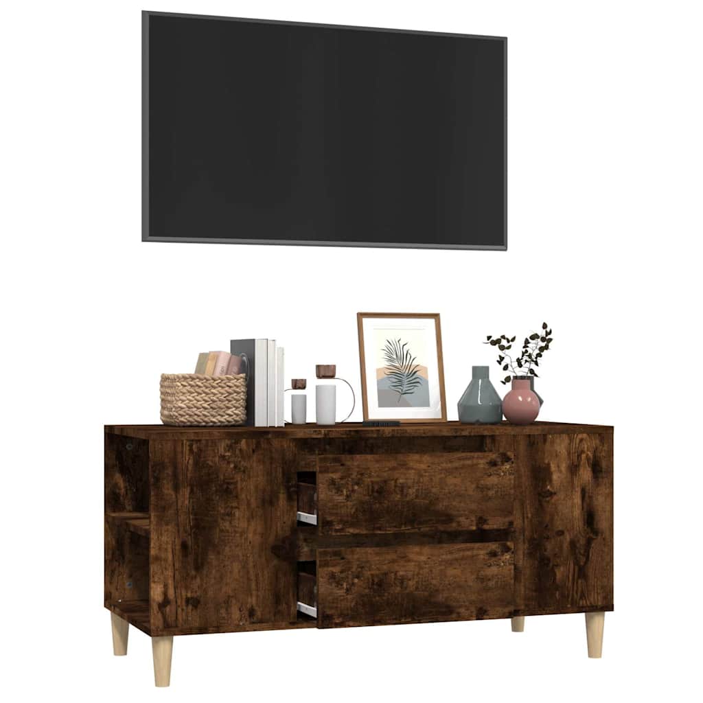 vidaXL TV Cabinet Smoked Oak 102x44,5x50 cm Engineered Wood