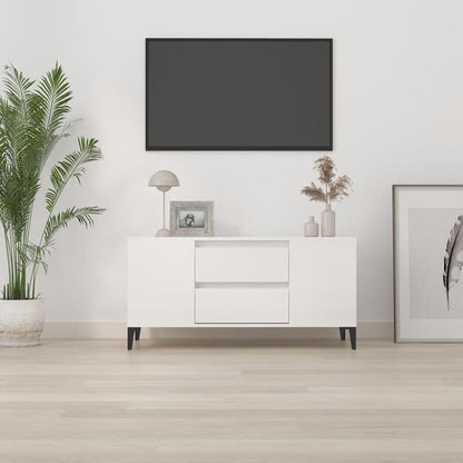 vidaXL TV Cabinet High Gloss White 102x44.5x50 cm Engineered Wood