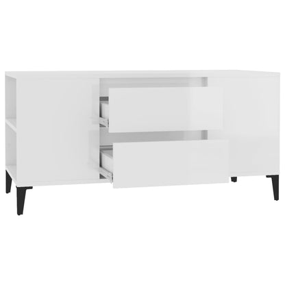 vidaXL TV Cabinet High Gloss White 102x44.5x50 cm Engineered Wood