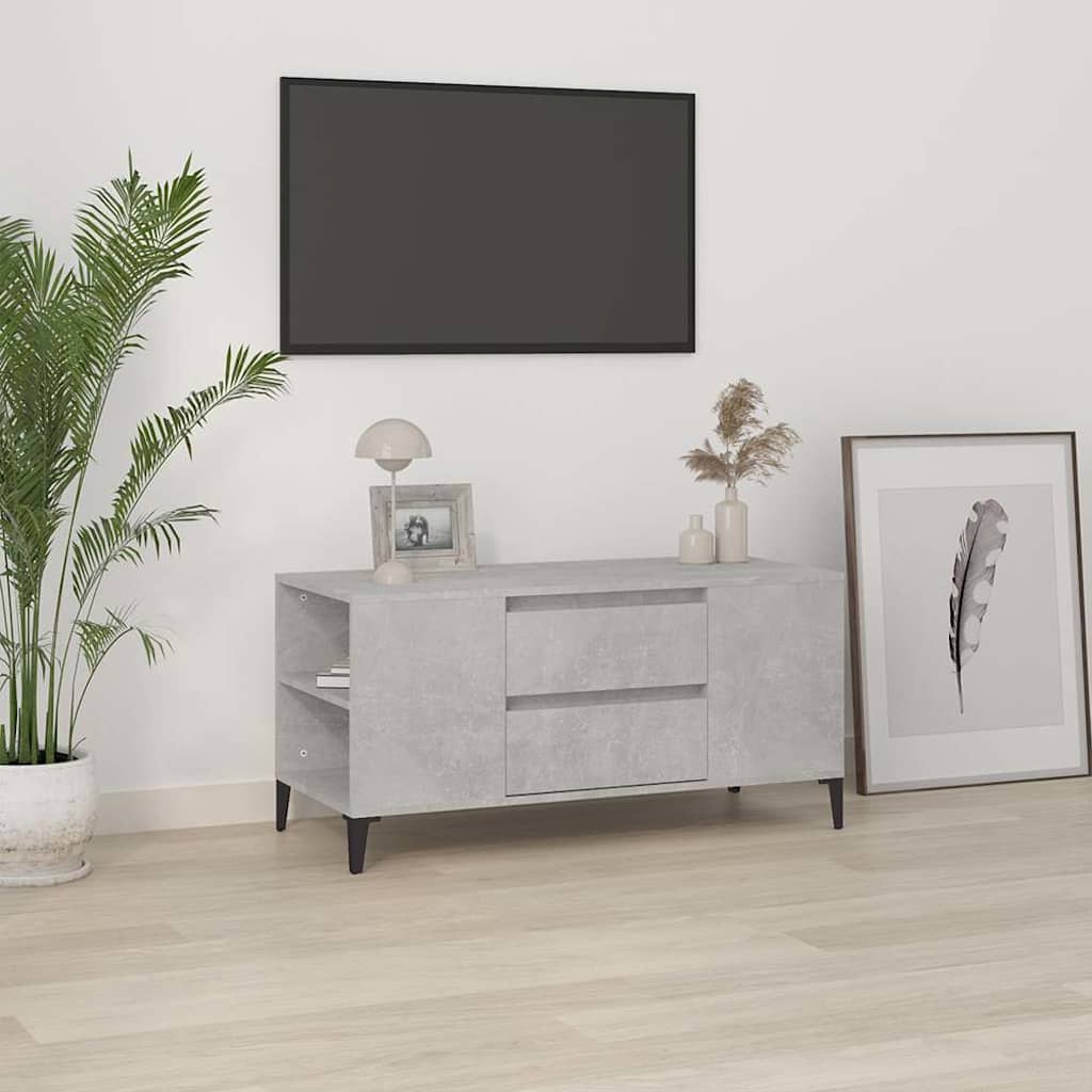 vidaXL TV Cabinet Concrete Grey 102x44,5x50 cm Engineered Wood