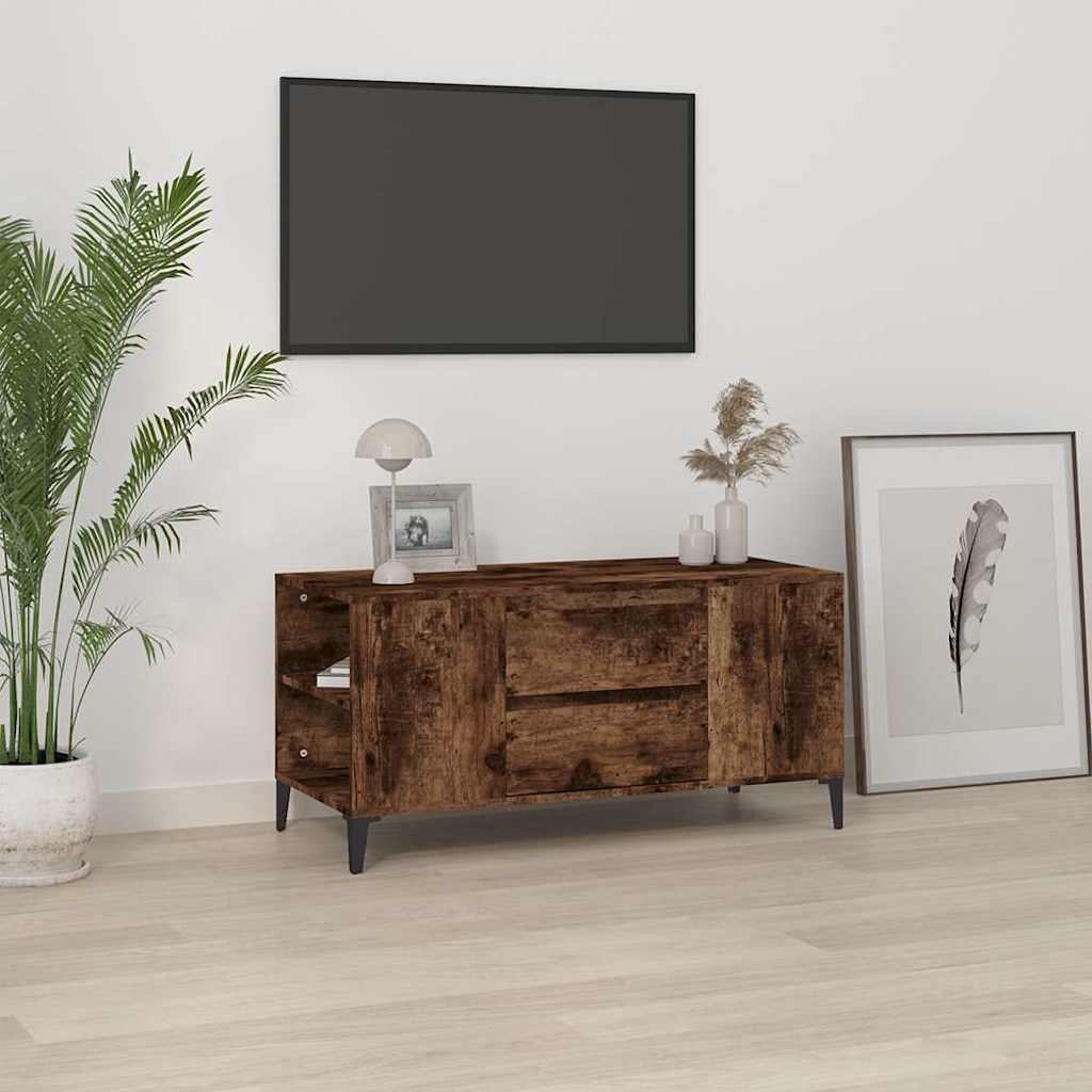 vidaXL TV Cabinet Smoked Oak 102x44,5x50 cm Engineered Wood