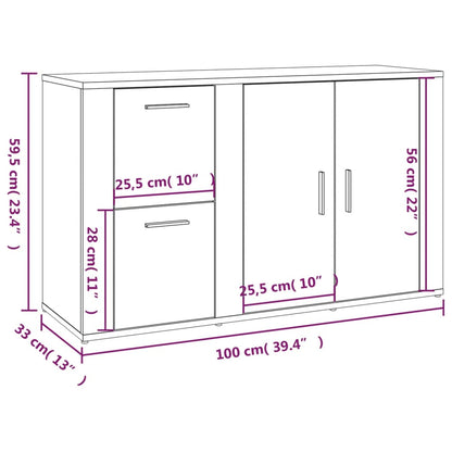 vidaXL Sideboard White 100x33x59.5 cm Engineered Wood