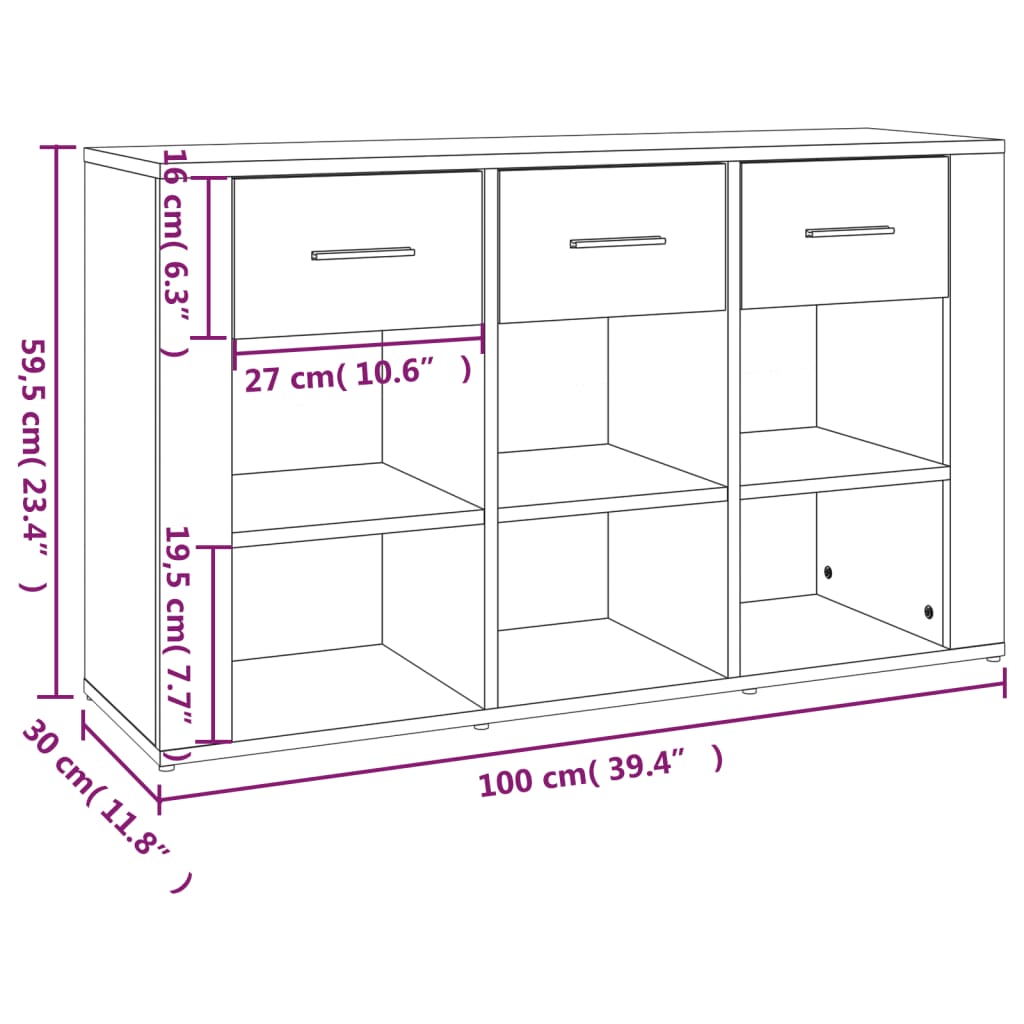 vidaXL Sideboard White 100x30x59.5 cm Engineered Wood