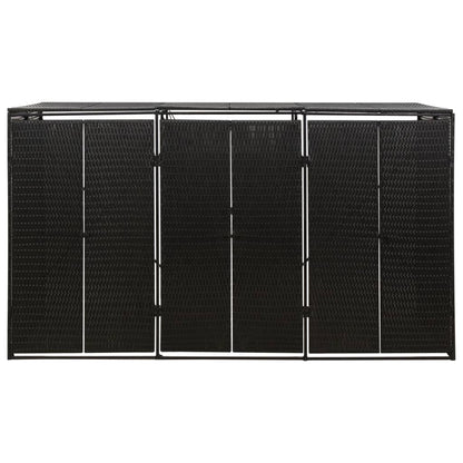 vidaXL Triple Wheelie Bin Shed Black 207x80x117 cm Poly Rattan