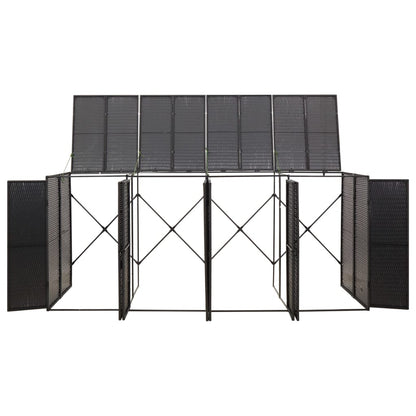 vidaXL Quadruple Wheelie Bin Shed Black 274x80x117 cm Poly Rattan