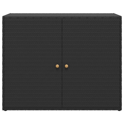 vidaXL Garden Storage Cabinet Black 100x55.5x80 cm Poly Rattan