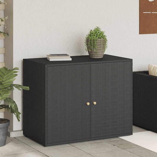 vidaXL Garden Storage Cabinet Black 100x55.5x80 cm Poly Rattan