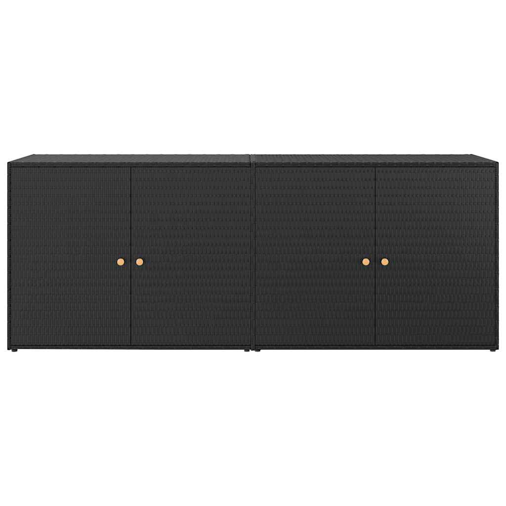 vidaXL Garden Storage Cabinet Black 198x55.5x80 cm Poly Rattan