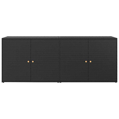 vidaXL Garden Storage Cabinet Black 198x55.5x80 cm Poly Rattan