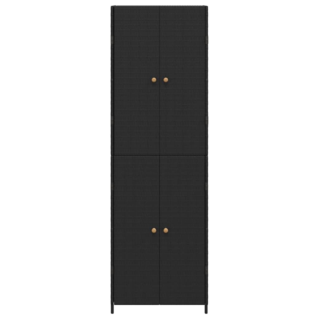 vidaXL Garden Storage Cabinet Black 59x40x180 cm Poly Rattan