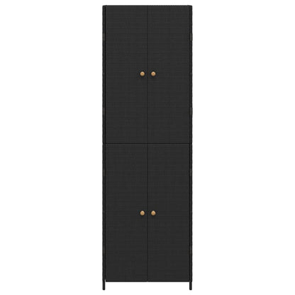 vidaXL Garden Storage Cabinet Black 59x40x180 cm Poly Rattan