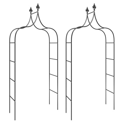 vidaXL Garden Arches 2 pcs Black 120x38x260 cm Steel