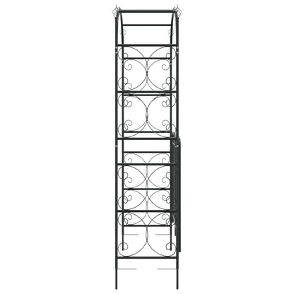 vidaXL Garden Arch with Gate Black 108x45x235 cm Steel