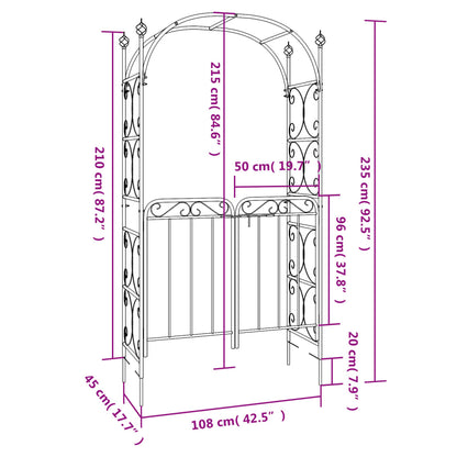 vidaXL Garden Arch with Gate Black 108x45x235 cm Steel