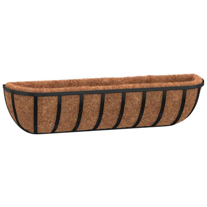 vidaXL Wall Troughs 2 pcs with Coco Liners Black 61x19x16 cm Steel