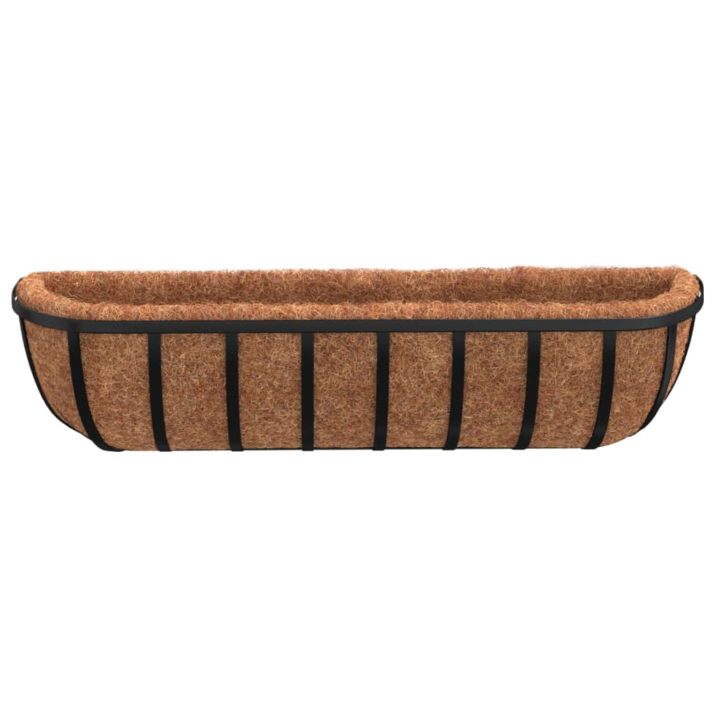 vidaXL Wall Troughs 2 pcs with Coco Liners Black 61x19x16 cm Steel