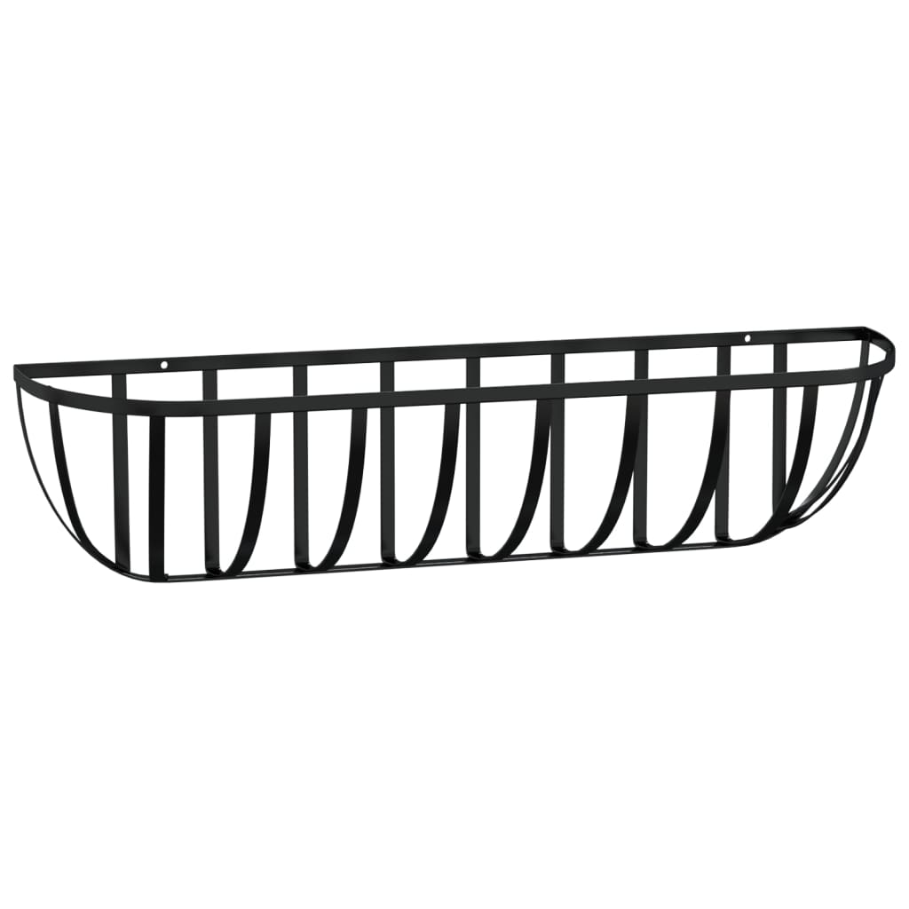 vidaXL Wall Troughs 2 pcs with Coco Liners Black 61x19x16 cm Steel