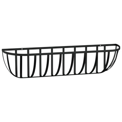vidaXL Wall Troughs 2 pcs with Coco Liners Black 61x19x16 cm Steel