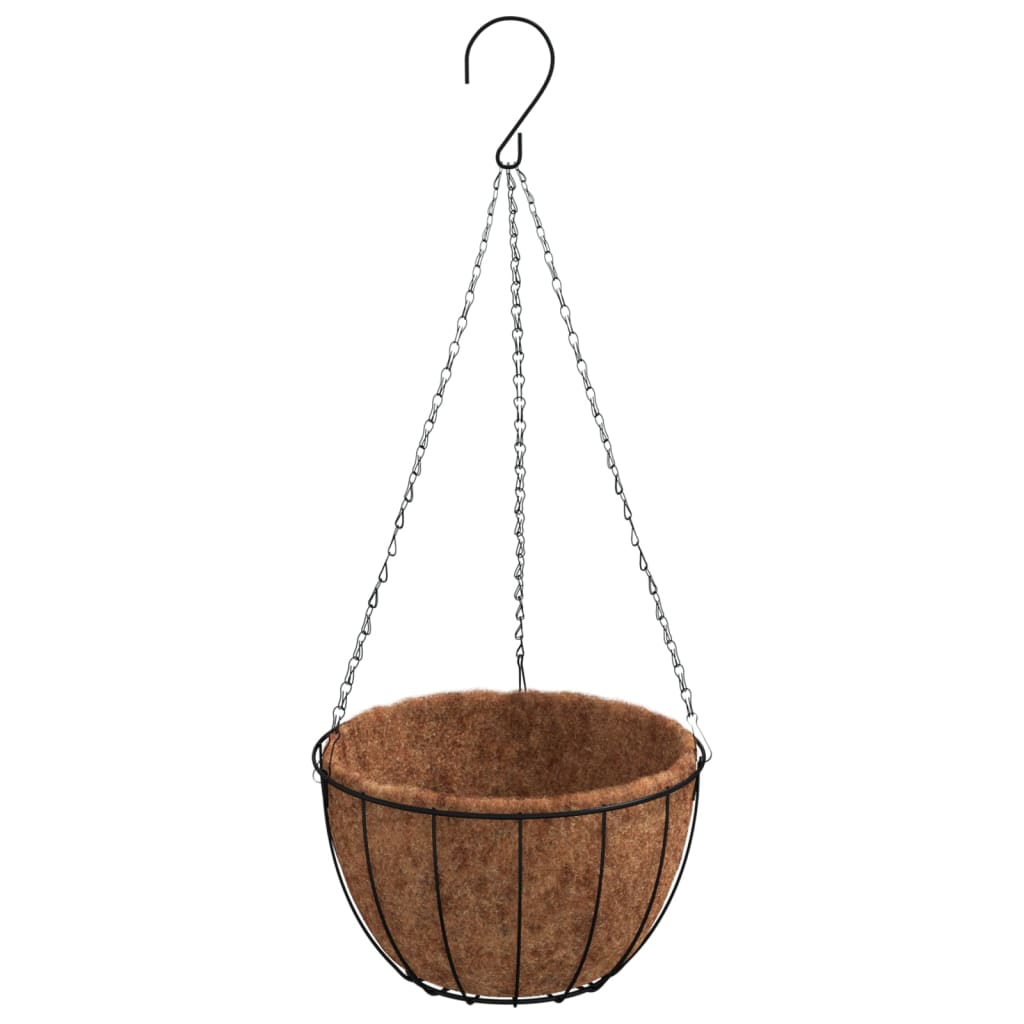 vidaXL Hanging Planters 4 pcs with Coco Liners Black Ø 30x52 cm Steel