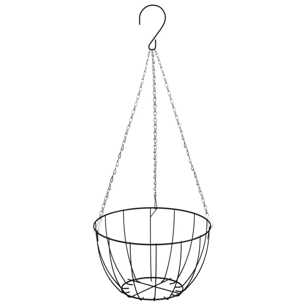 vidaXL Hanging Planters 4 pcs with Coco Liners Black Ø 35x52 cm Steel