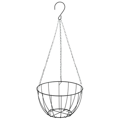vidaXL Hanging Planters 4 pcs with Coco Liners Black Ø 40x63 cm Steel