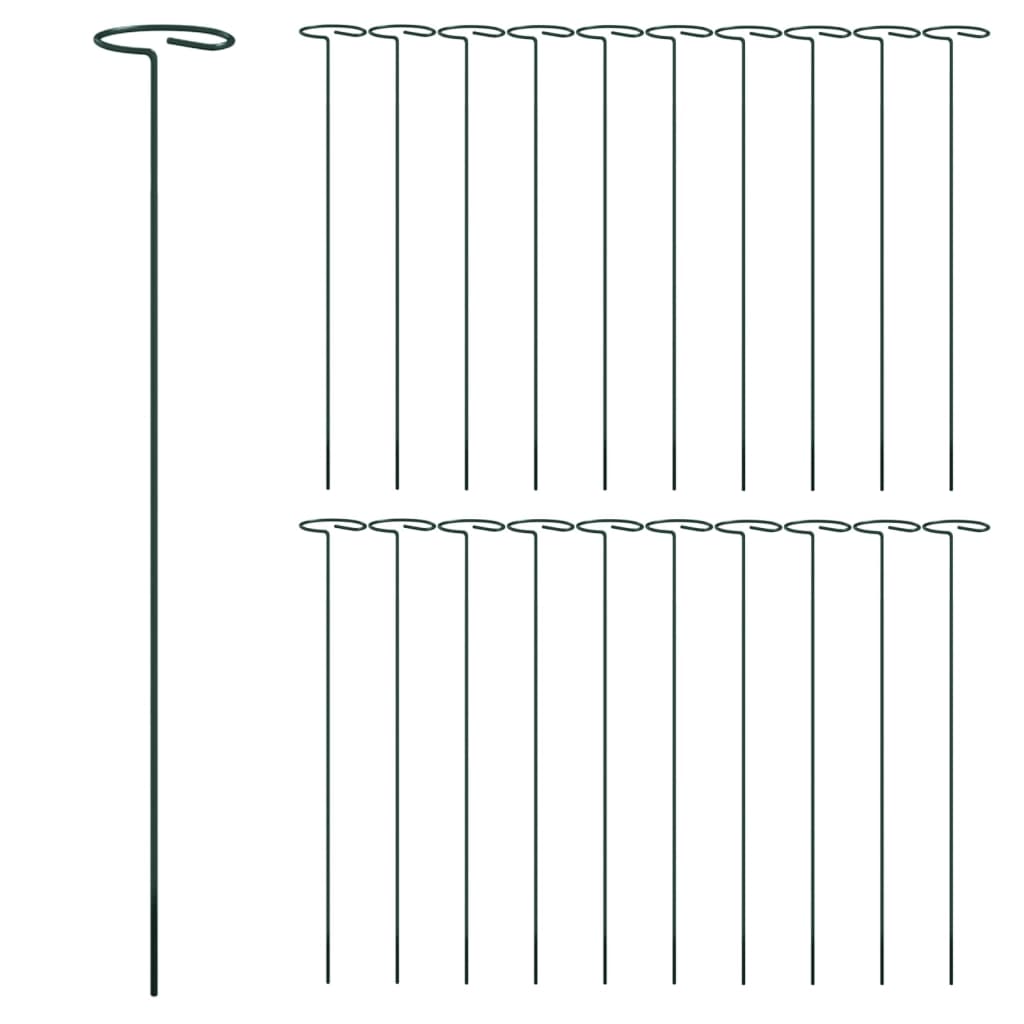 vidaXL Garden Plant Stakes 20 pcs Dark Green 40 cm Steel