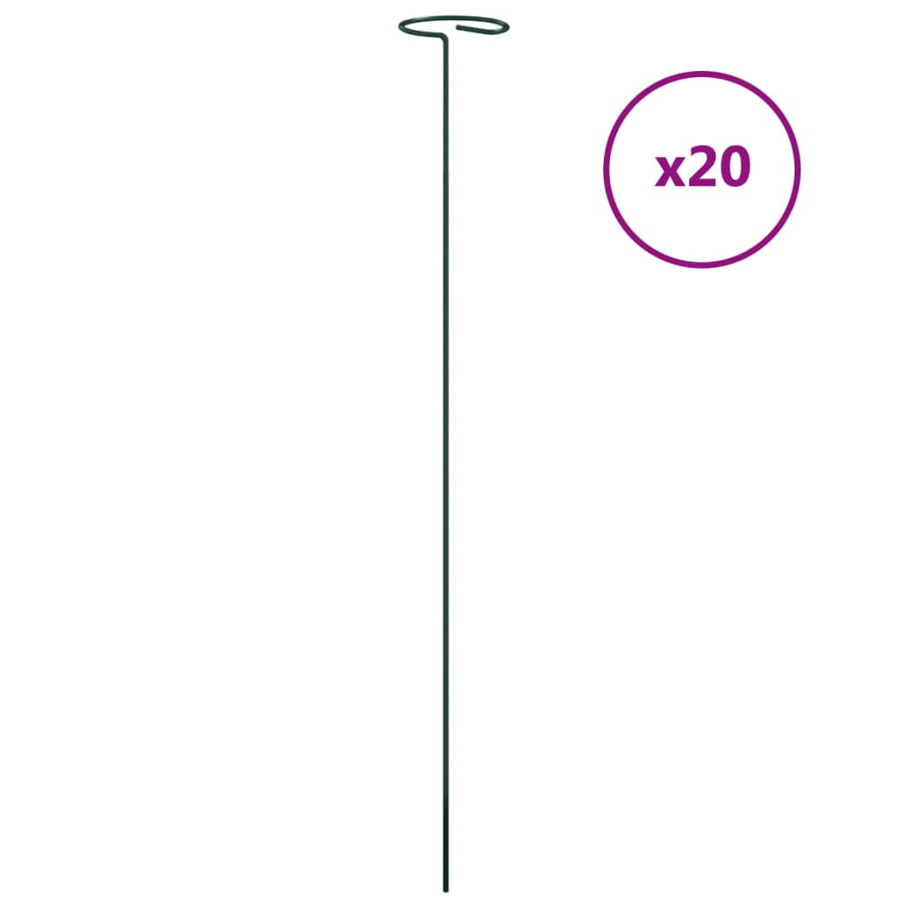 vidaXL Garden Plant Stakes 20 pcs Dark Green 61 cm Steel