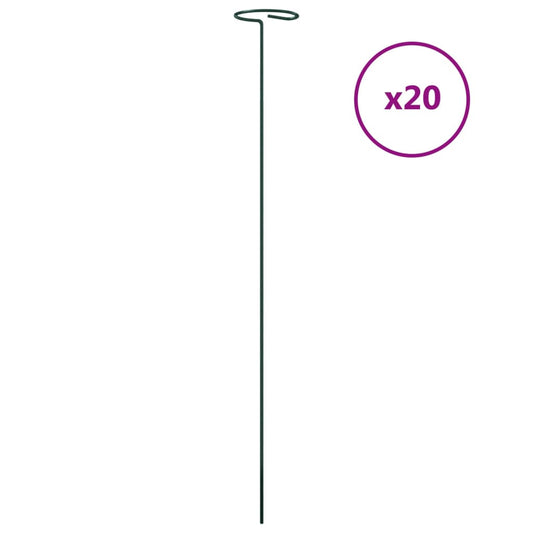 vidaXL Garden Plant Stakes 20 pcs Dark Green 61 cm Steel