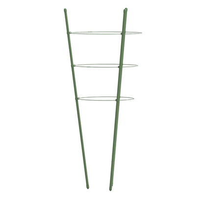 vidaXL Garden Plant Supports with 3 Rings 5 pcs Green 60 cm Steel