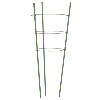 vidaXL Garden Plant Supports with 3 Rings 5 pcs Green 75 cm Steel