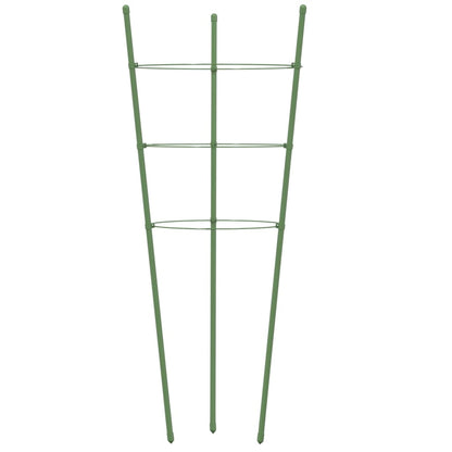 vidaXL Garden Plant Supports with 3 Rings 5 pcs Green 75 cm Steel