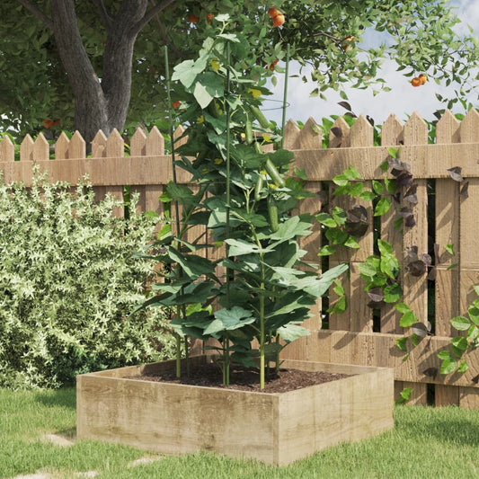 vidaXL Garden Plant Supports with 3 Rings 5 pcs Green 75 cm Steel