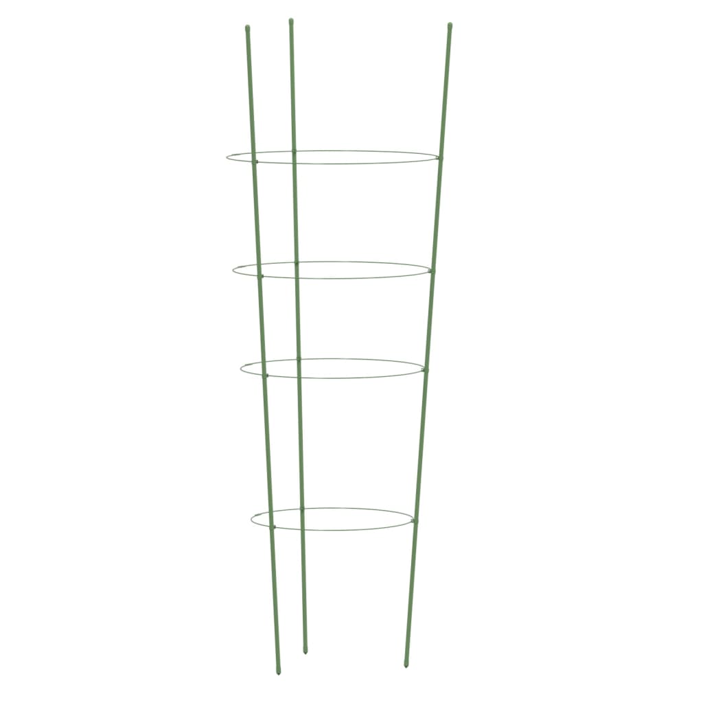vidaXL Garden Plant Supports with 4 Rings 5 pcs Green 90 cm Steel