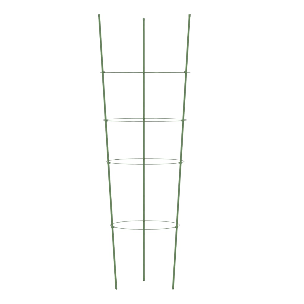 vidaXL Garden Plant Supports with 4 Rings 5 pcs Green 90 cm Steel