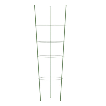 vidaXL Garden Plant Supports with 4 Rings 5 pcs Green 90 cm Steel