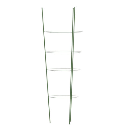 vidaXL Garden Plant Supports with 4 Rings 5 pcs Green 90 cm Steel